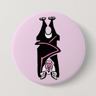 Bóton Redondo 7.62cm MTD legal a preto e rosa - Imagem animal ameaçada