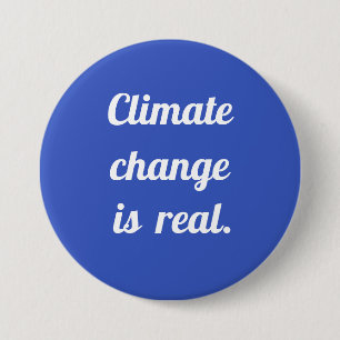 Bóton Redondo 7.62cm Mudança Climática: Botão Azul