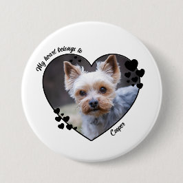 Bóton Redondo 7.62cm My heart belongs to customized dog T-Shirt