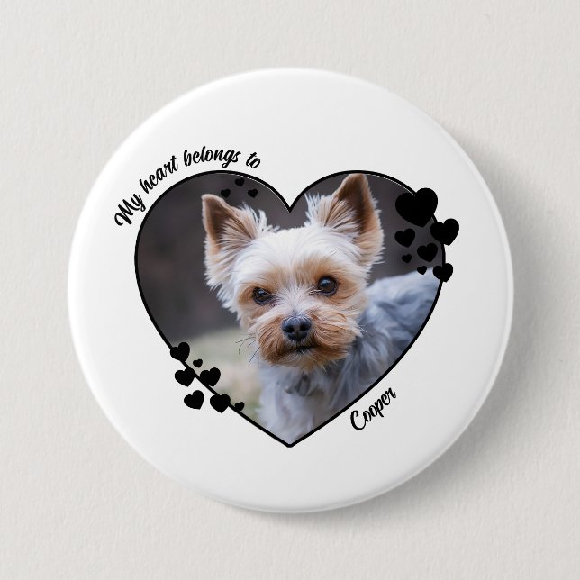 Bóton Redondo 7.62cm My heart belongs to customized dog T-Shirt (Frente)