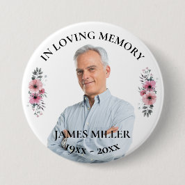 Bóton Redondo 7.62cm Na Memória Adorável. Botão Personalizar Foto