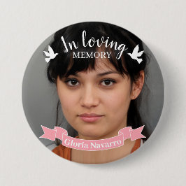 Bóton Redondo 7.62cm Na memória amorosa, foto de pomba branca de fita r