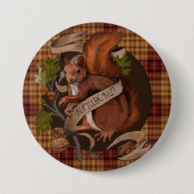 Bóton Redondo 7.62cm Nature Nut Squirrel Round (Frente)