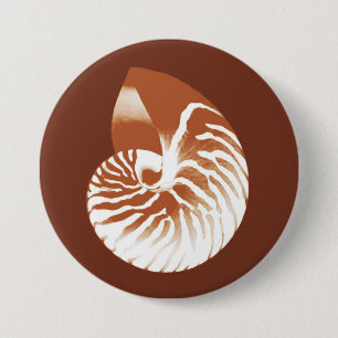 Bóton Redondo 7.62cm Nautilus shell - cacau castanho e branco