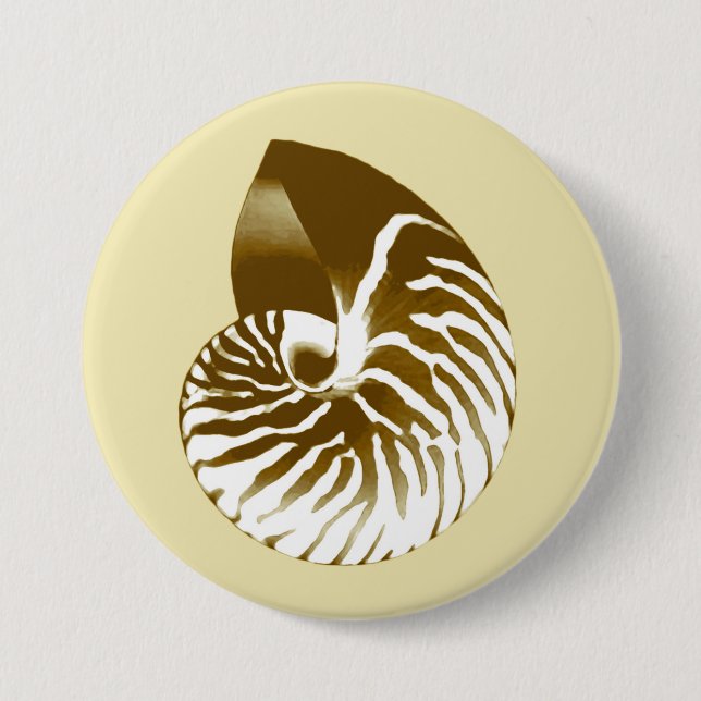 Bóton Redondo 7.62cm Nautilus shell - castanho, branco e bege (Frente)
