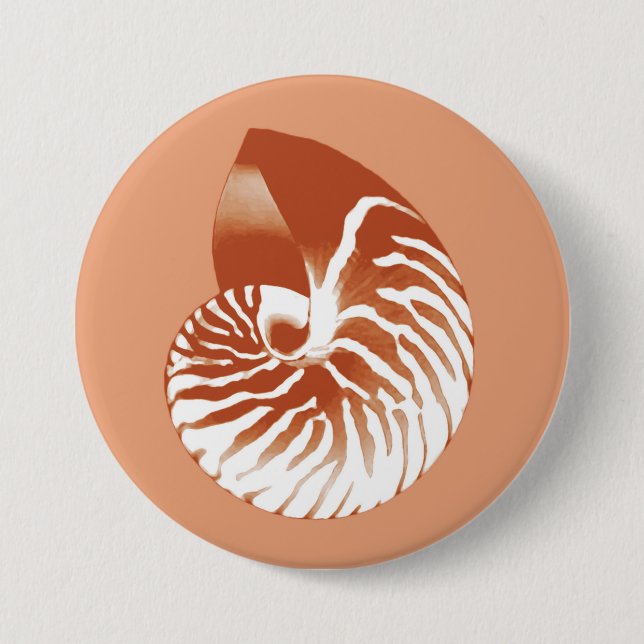 Bóton Redondo 7.62cm Nautilus shell - terracotta e branco (Frente)