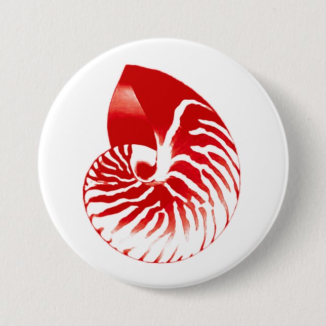 Bóton Redondo 7.62cm Nautilus shell - vermelho escuro e branco (Frente)