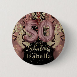 Bóton Redondo 7.62cm Negra e Rosa Dourada Brilhante 50º aniversário