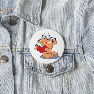 Bóton Redondo 7.62cm Nerdy Bookworm Lendo Um Livro