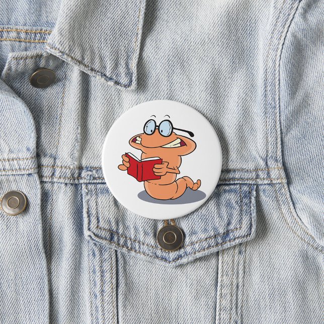 Bóton Redondo 7.62cm Nerdy Bookworm Lendo Um Livro (Criador carregado)