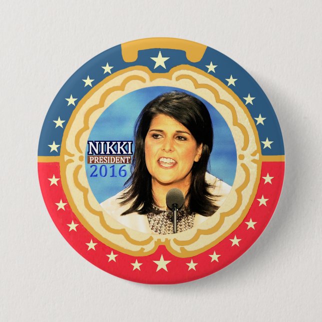Bóton Redondo 7.62cm Nikki Haley para o presidente 2016 (Frente)