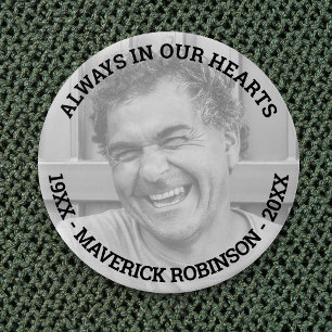 Bóton Redondo 7.62cm No Loving Memory Photo Memorial Funeral