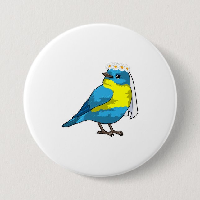 Bóton Redondo 7.62cm Noiva com Coroa de flores (Frente)