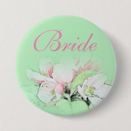 Bóton Redondo 7.62cm Noiva de flor de maçã de rosa claro bonito, noiva