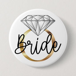 Bóton Redondo 7.62cm Noivado Dourado Ring de Bride Diamond