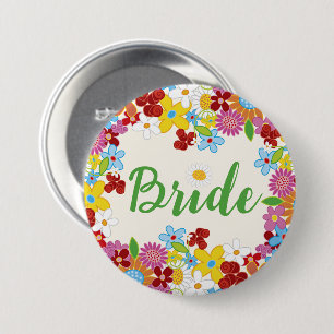 Bóton Redondo 7.62cm Nome de etiqueta chique do casamento do jardim de