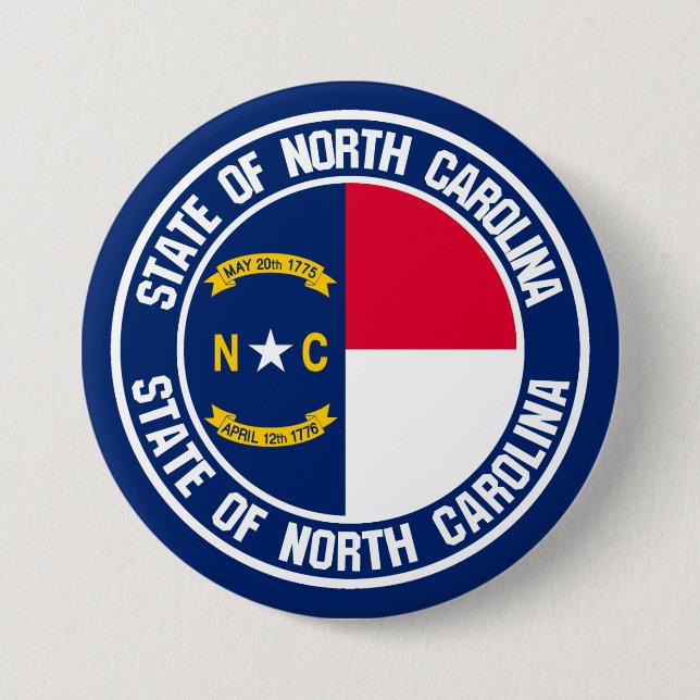 Bóton Redondo 7.62cm North Carolina Round Emblem (Frente)