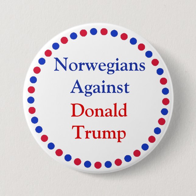 Bóton Redondo 7.62cm Noruegueses contra Donald Trump Button (Frente)