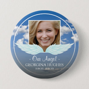 Bóton Redondo 7.62cm Nosso Funeral de Fotografia Personalizada do Angel