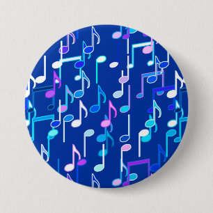Bóton Redondo 7.62cm Notas Musicais impressão - Azul-indigo, multicama
