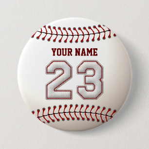 Bóton Redondo 7.62cm Número 23 do jogador de marcas de basebol e nome
