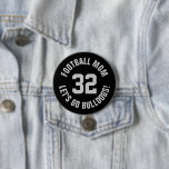 Bóton Redondo 7.62cm Numero de Jersey da Mãe Negra e Cinza<br><div class="desc">Anime-se com a sua equipe desportiva favorita, jogador de futebol ou mostre seu orgulho escolar com um botão personalizado de espírito! Adicione o nome da sua escola ou personalize com o nome de um jogador e o número de camisa. Perfeito para jogos de futebol, basquetebol, baseball e futebol! Crie pinos...</div>