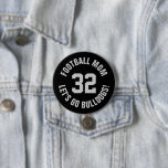 Bóton Redondo 7.62cm Numero de Jersey da Mãe Negra e Cinza<br><div class="desc">Anime-se com a sua equipe desportiva favorita, jogador de futebol ou mostre seu orgulho escolar com um botão personalizado de espírito! Adicione o nome da sua escola ou personalize com o nome de um jogador e o número de camisa. Perfeito para jogos de futebol, basquetebol, baseball e futebol! Crie pinos...</div>