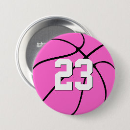 Bóton Redondo 7.62cm Número de Jersey/Letras Especiais de Basquete Rosa