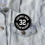 Bóton Redondo 7.62cm Numero Jersey de Black and White Football<br><div class="desc">Anime-se com a sua equipe desportiva favorita, jogador de futebol ou mostre seu orgulho escolar com um botão personalizado de espírito! Adicione o nome da sua escola ou personalize com o nome de um jogador e o número de camisa. Perfeito para jogos de futebol, basquetebol, baseball e futebol! Crie pinos...</div>