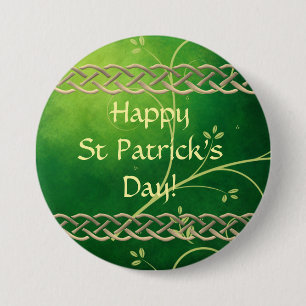 Bóton Redondo 7.62cm Números e Folhas Verde Celtas