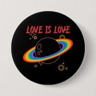 Bóton Redondo 7.62cm O amor é o amor. Planeta arco-íris. LGBTQ+orgulho