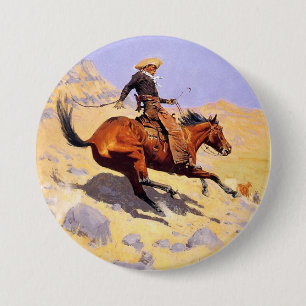 Bóton Redondo 7.62cm O Cowboy (por Frederic Remington)