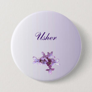 Bóton Redondo 7.62cm O Lilac floral floresce o Pin Wedding de Usher