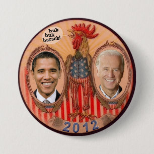 Bóton Redondo 7.62cm Obama / Galo Biden 2012