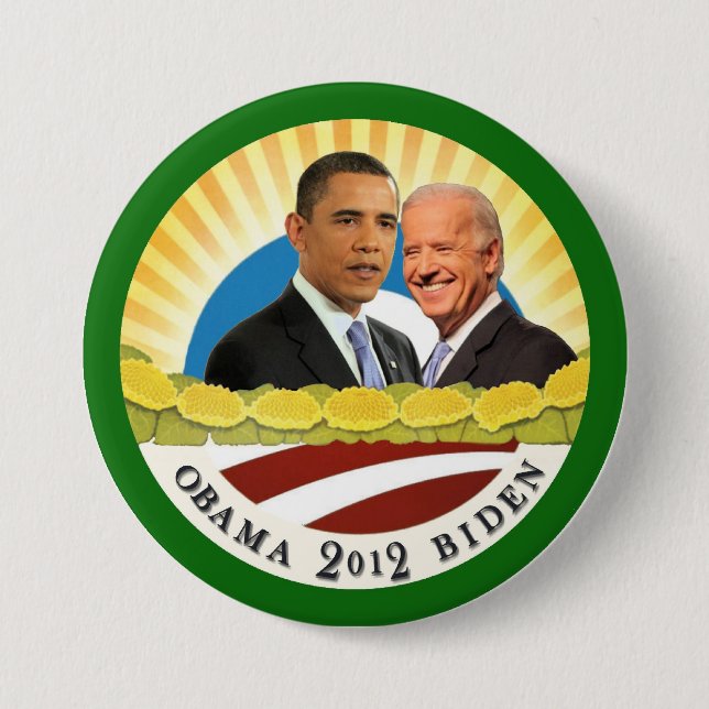 Bóton Redondo 7.62cm Obama & luz do sol de Biden (Frente)