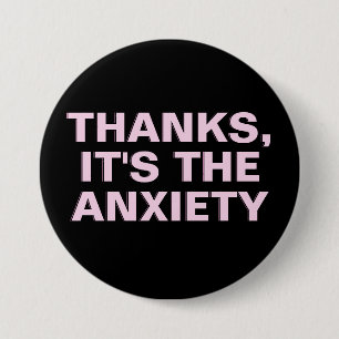 Bóton Redondo 7.62cm Obrigados É o Slogan Sarcástico Rosa de Ansiedade