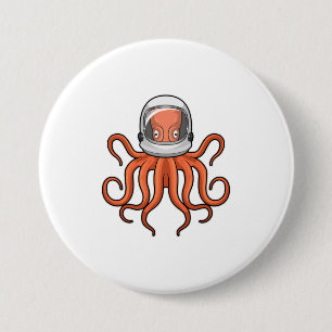 Bóton Redondo 7.62cm Octopus como astronauta