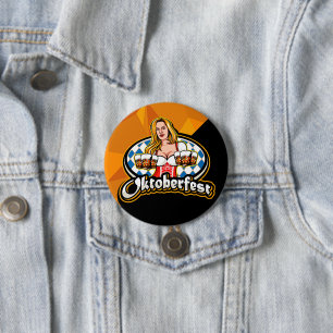 Bóton Redondo 7.62cm Oktoberfest Beer Caneca de cerveja Woman Serving P