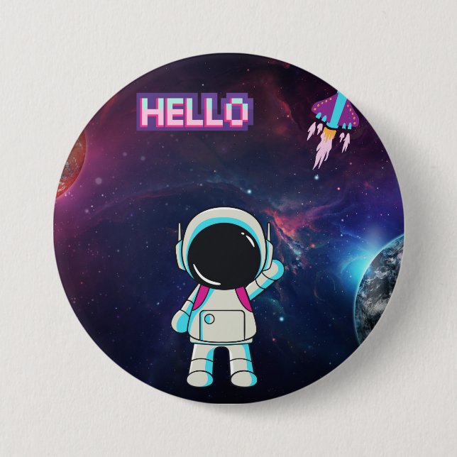 Bóton Redondo 7.62cm Olá do espaço. (Frente)