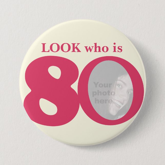 Bóton Redondo 7.62cm Olhe quem é botão/crachá do creme do rosa do (Frente)