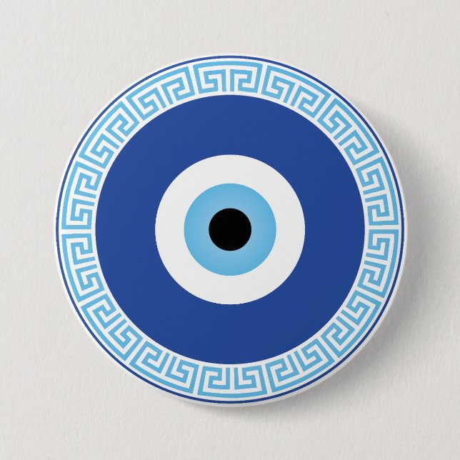 Bóton Redondo 7.62cm Olho De Mau Grego Na Chave Grega (Frente)