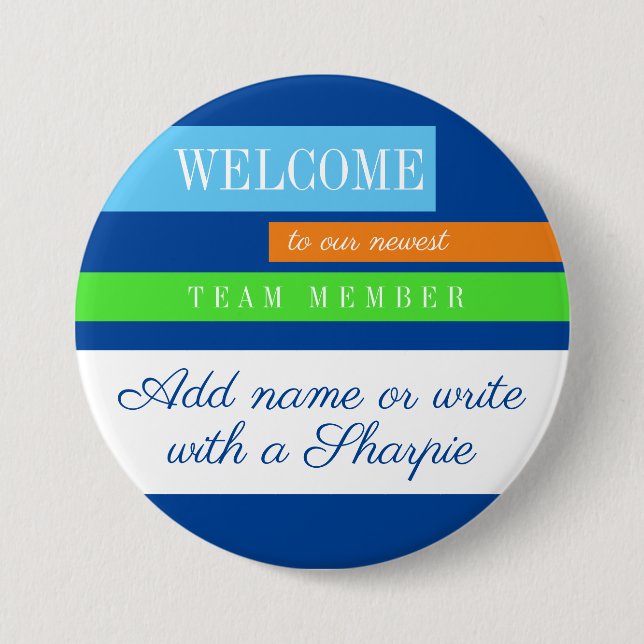 Bóton Redondo 7.62cm Onboarding new employee welcome name badge (Frente)