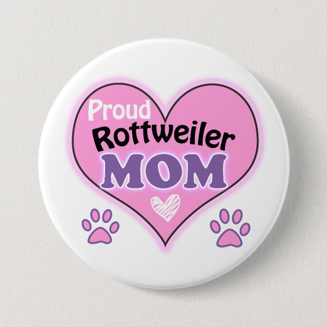 Bóton Redondo 7.62cm Orgulho Rottweiler Mãe (Frente)