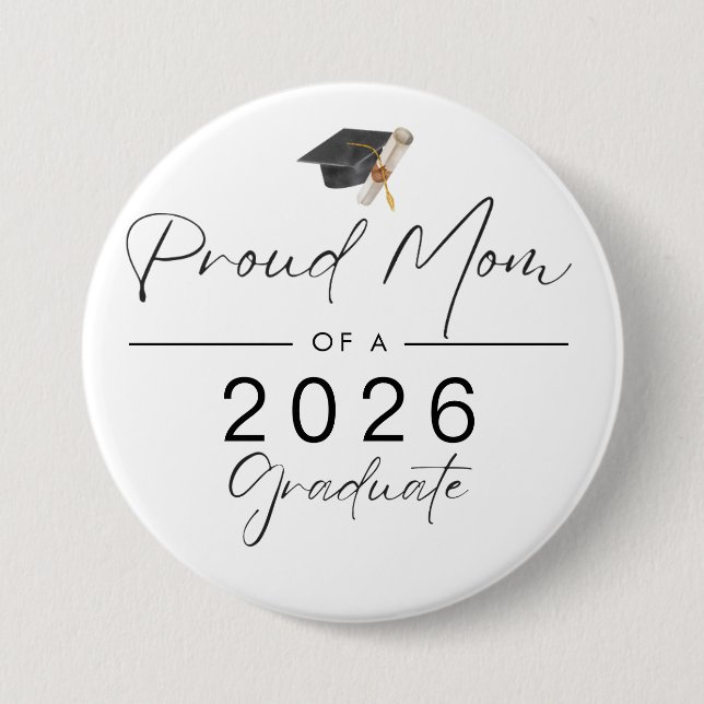 Bóton Redondo 7.62cm Orgulhosa mãe moderna e simples de uma graduanda d (Frente)