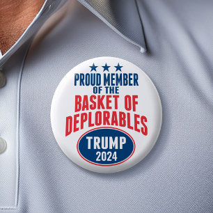 Bóton Redondo 7.62cm Orgulhoso Membro da Cesta de Desploráveis - Trump
