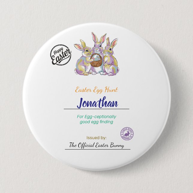 Bóton Redondo 7.62cm Óvela Personalizada de Páscoa Infantil (Frente)