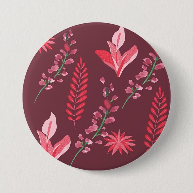 Bóton Redondo 7.62cm Padrão de flores. (Frente)