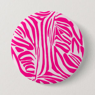 Bóton Redondo 7.62cm Padrão de Impressão de Zebra Rosa