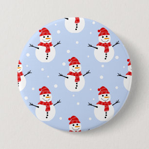Bóton Redondo 7.62cm Padrão de Snowman de Natal