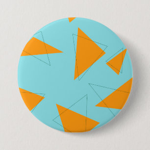 Bóton Redondo 7.62cm Padrão de triângulo azul, laranja, legal, modern